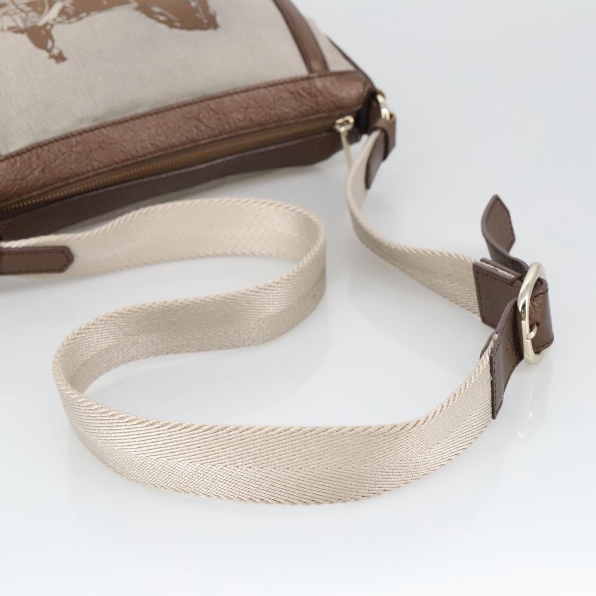 CELINE Shoulder Bag Canvas Beige Auth 95151