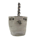 Salvatore Ferragamo Chain Hand Bag Canvas Silver Auth 95158-1