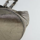 Salvatore Ferragamo Chain Hand Bag Canvas Silver Auth 95158-14