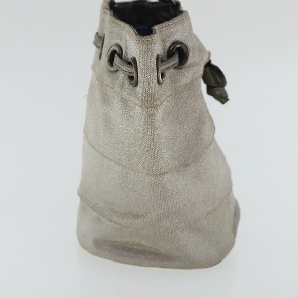 Salvatore Ferragamo Chain Hand Bag Canvas Silver Auth 95158