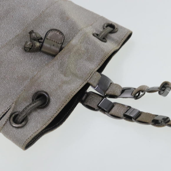 Salvatore Ferragamo Chain Hand Bag Canvas Silver Auth 95158