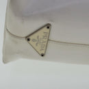PRADA Hand Bag Enamel Plastic White Clear Silver Auth 95160-10