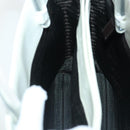 PRADA Hand Bag Enamel Plastic White Clear Silver Auth 95160-19