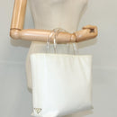 PRADA Hand Bag Enamel Plastic White Clear Silver Auth 95160-23