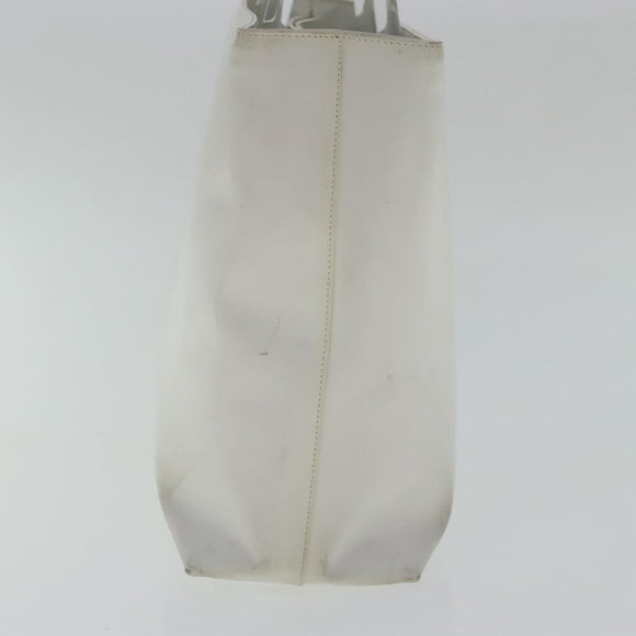 PRADA Hand Bag Enamel Plastic White Clear Silver Auth 95160