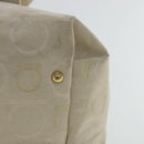 Salvatore Ferragamo Gancini Hand Bag Canvas Beige Gold Auth 95165-15