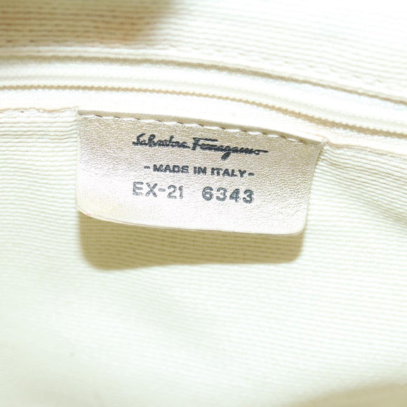 Salvatore Ferragamo Gancini Handtasche Canvas Beige Gold Auth 95165