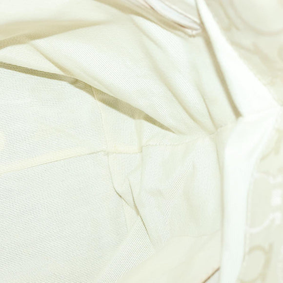 Salvatore Ferragamo Gancini Hand Bag Canvas Beige Gold Auth 95165