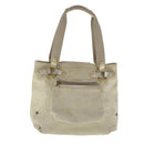 Salvatore Ferragamo Gancini Hand Bag Canvas Beige Gold Auth 95165-13