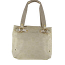 Salvatore Ferragamo Gancini Hand Bag Canvas Beige Gold Auth 95165-2