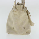 Salvatore Ferragamo Gancini Hand Bag Canvas Beige Gold Auth 95165-3