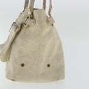 Salvatore Ferragamo Gancini Hand Bag Canvas Beige Gold Auth 95165-4
