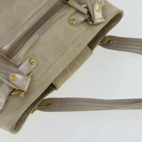 Salvatore Ferragamo Gancini Handtasche Canvas Beige Gold Auth 95165