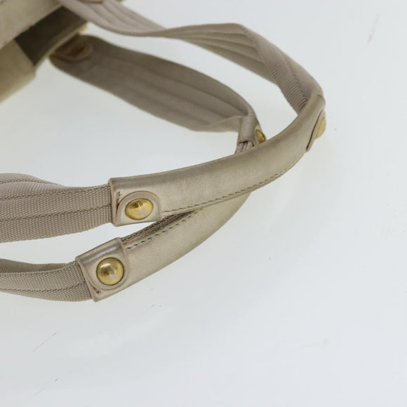 Salvatore Ferragamo Gancini Hand Bag Canvas Beige Gold Auth 95165