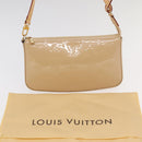 LOUIS VUITTON Monogram Vernis Pochette Accessoires Pouch Beige M90072 Auth 95242-11