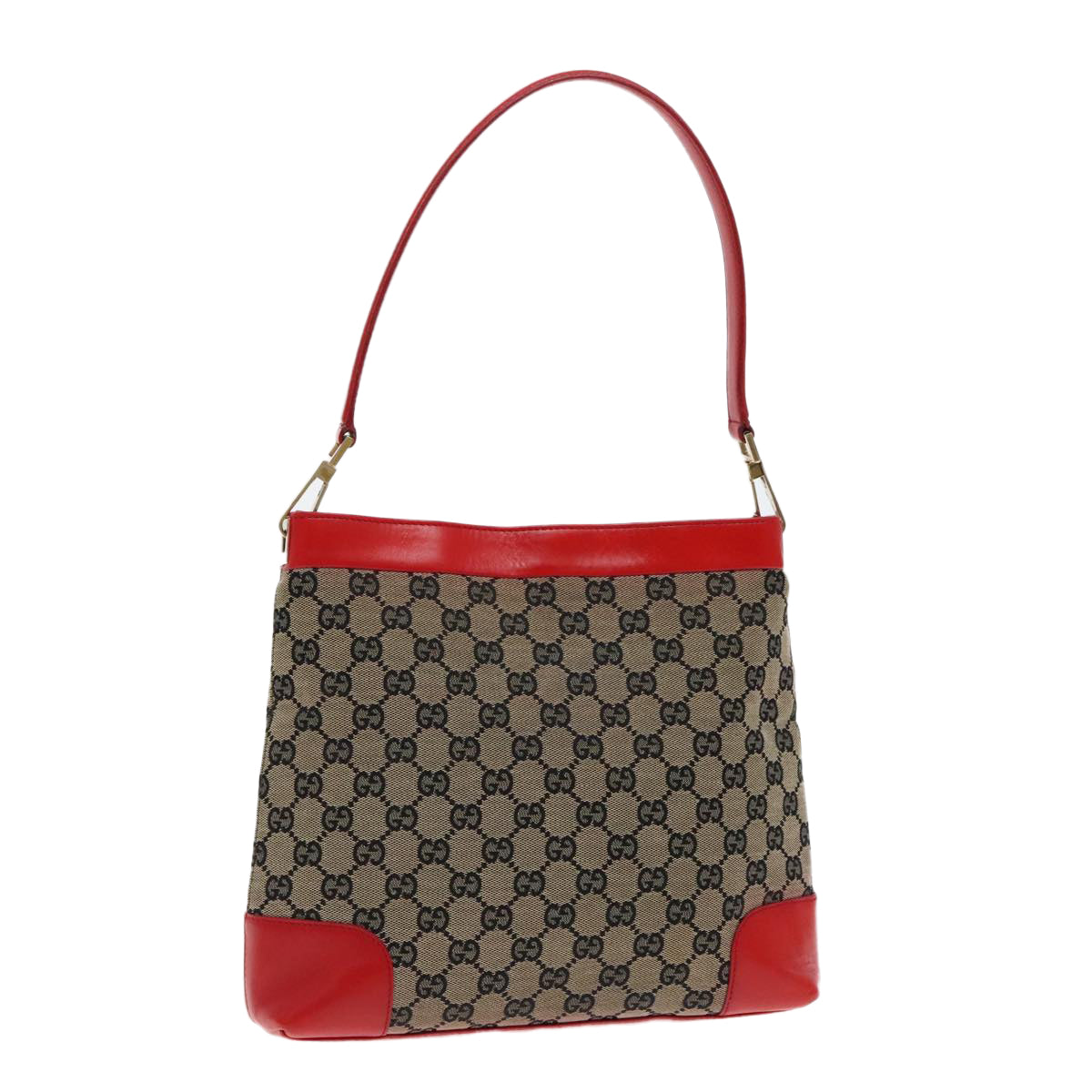 GUCCI GG Canvas Shoulder Bag Beige Red 001 4231 Auth 95308