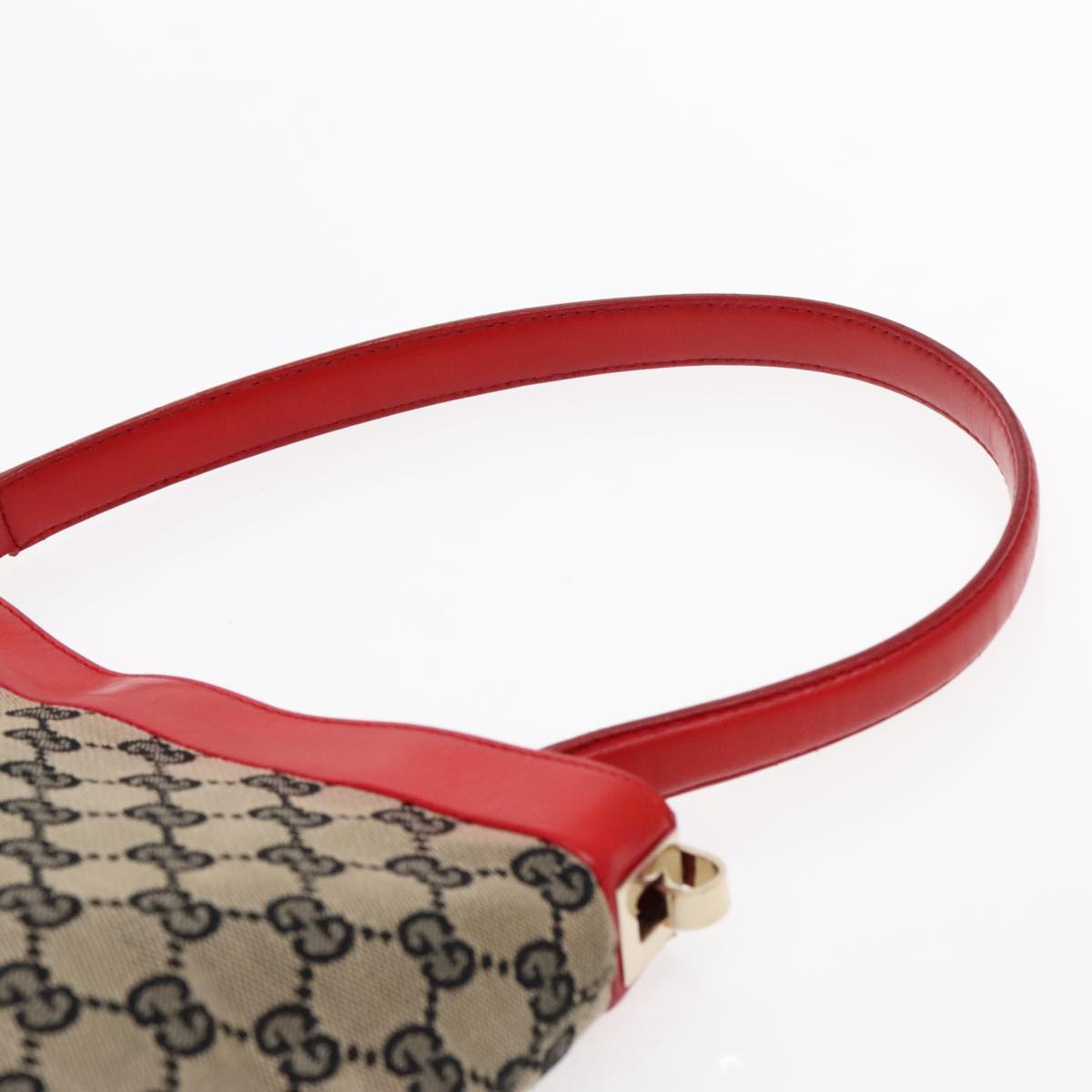 GUCCI GG Canvas Shoulder Bag Beige Red 001 4231 Auth 95308