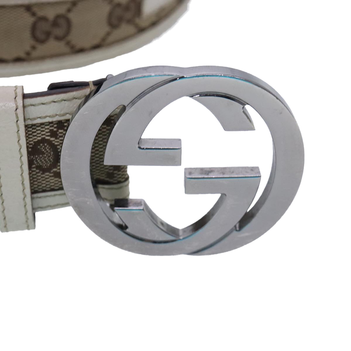 GUCCI GG Canvas Belt 33.5"" Beige 114876 Auth 95310 - 0