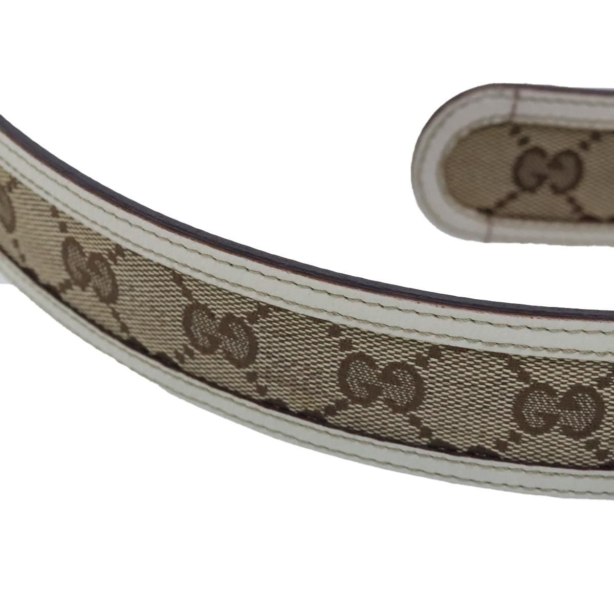 GUCCI GG Canvas Belt 33.5"" Beige 114876 Auth 95310