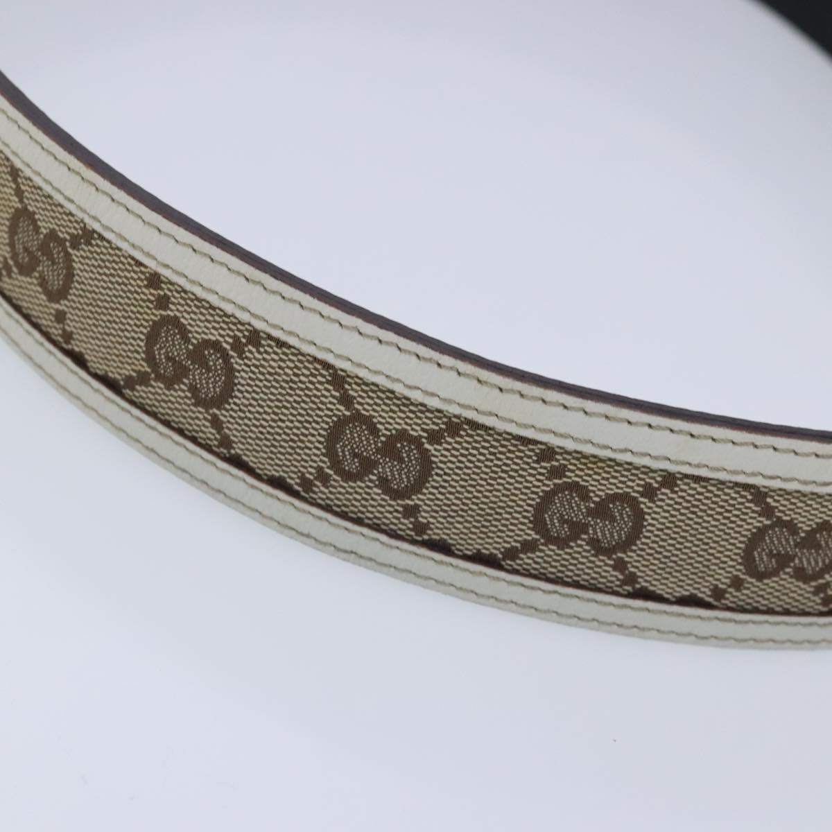 GUCCI GG Canvas Belt 33.5"" Beige 114876 Auth 95310