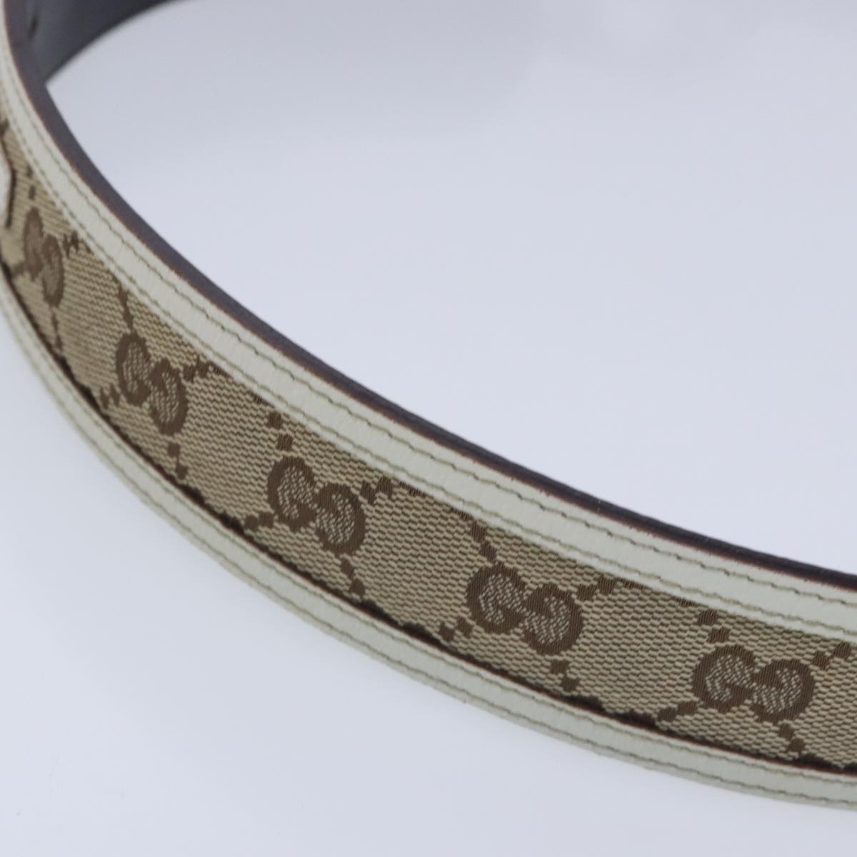 GUCCI GG Canvas Belt 33.5"" Beige 114876 Auth 95310