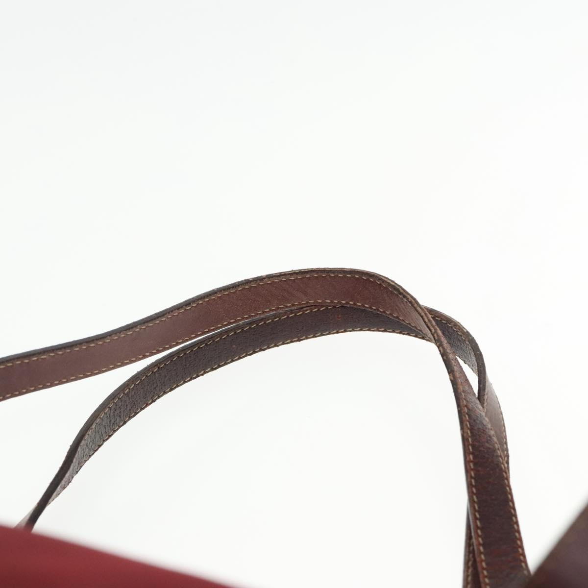 PRADA Tote Bag Nylon Wine Red Gold Auth 95313