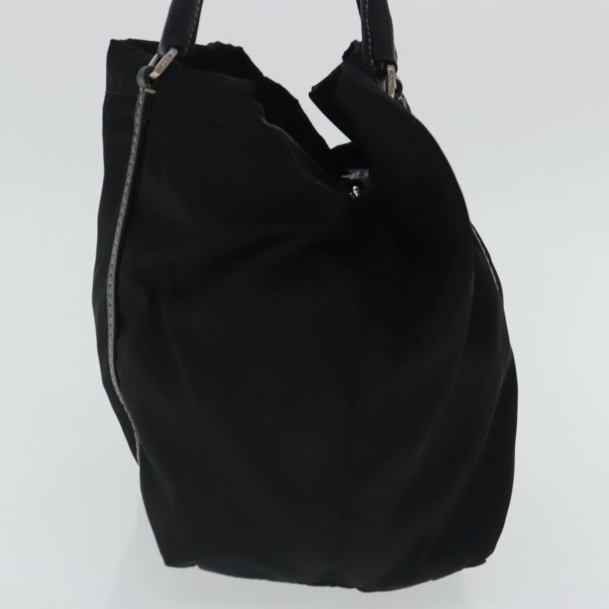 PRADA Hand Bag Nylon Black Silver Auth 95316