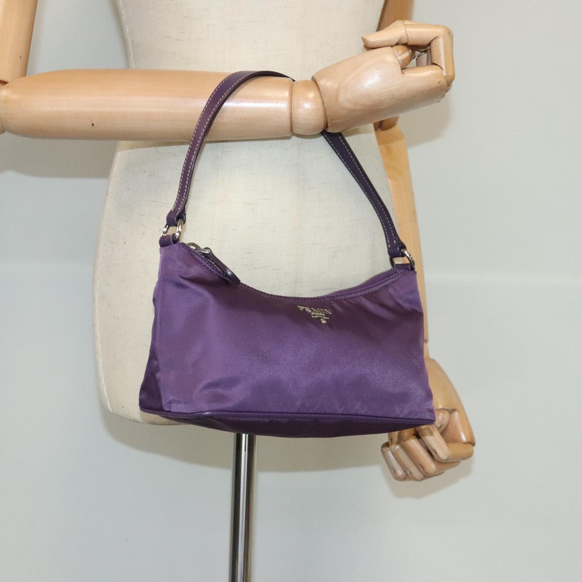 PRADA Shoulder Bag Nylon Purple Silver Auth 95324