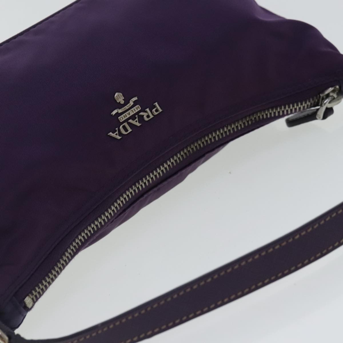 PRADA Shoulder Bag Nylon Purple Silver Auth 95324