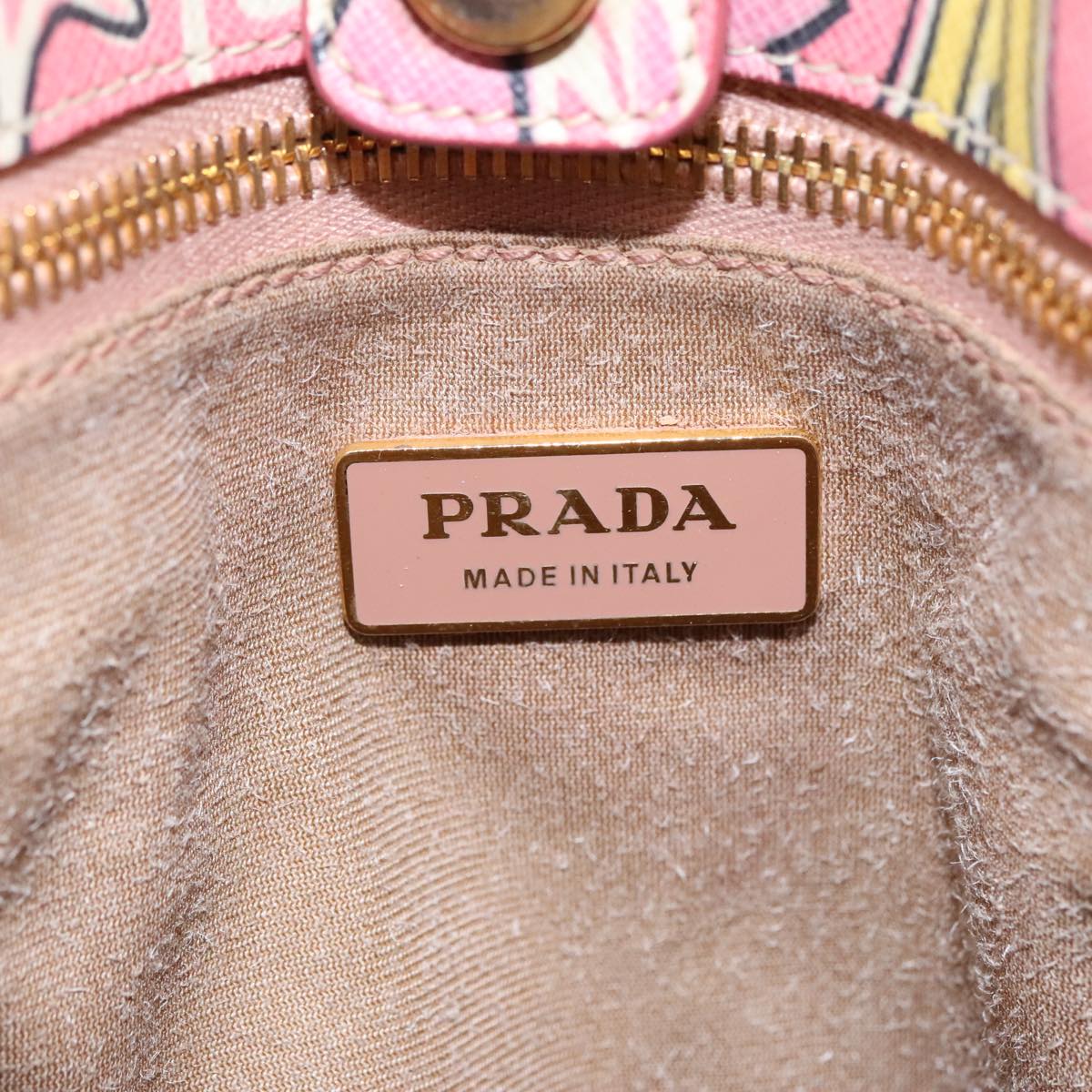 PRADA Hand Bag Safiano leather Pink Gold Auth 95325