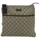 GUCCI GG Supreme Shoulder Bag PVC Leather Beige Brown Silver 141626 Auth 95328-13