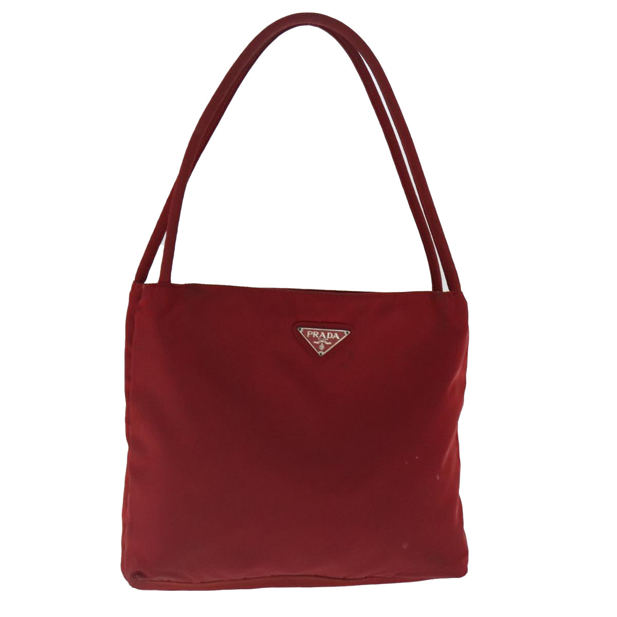 PRADA Hand Bag Nylon Red Silver Auth 95331