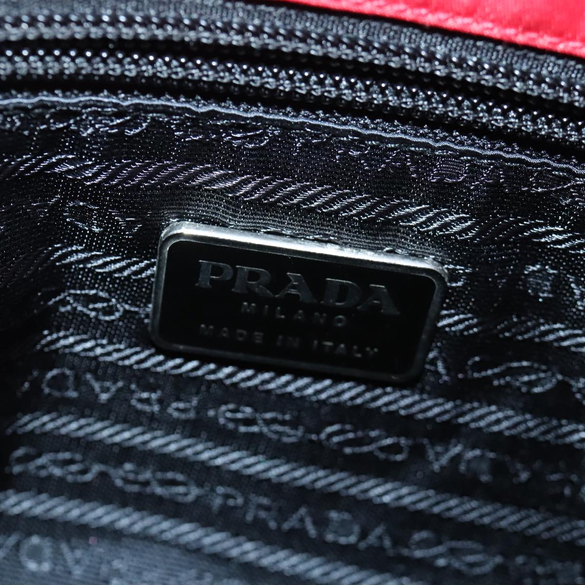 PRADA Hand Bag Nylon Red Silver Auth 95331