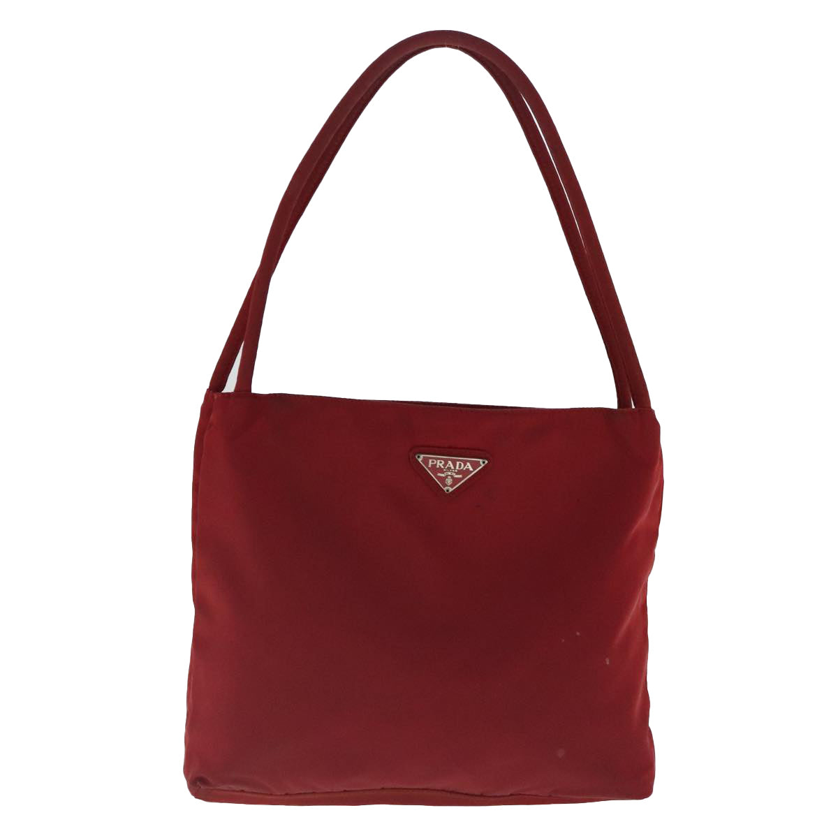 PRADA Hand Bag Nylon Red Silver Auth 95331