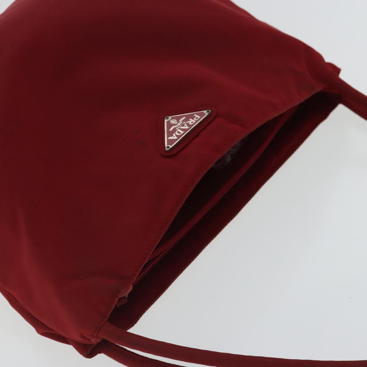 PRADA Hand Bag Nylon Red Silver Auth 95331