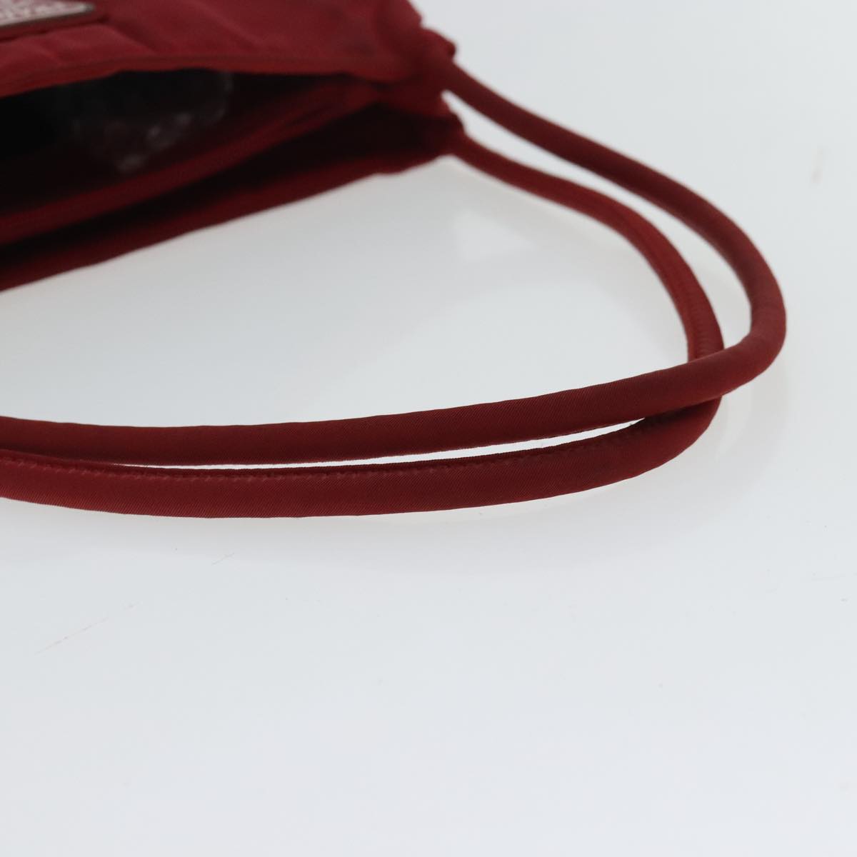 PRADA Hand Bag Nylon Red Silver Auth 95331