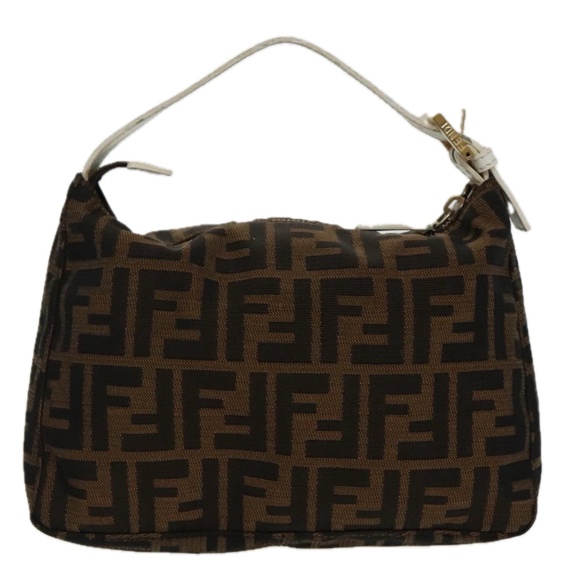 FENDI Zucca Canvas Hand Bag Brown White Gold Auth 95333 - 0