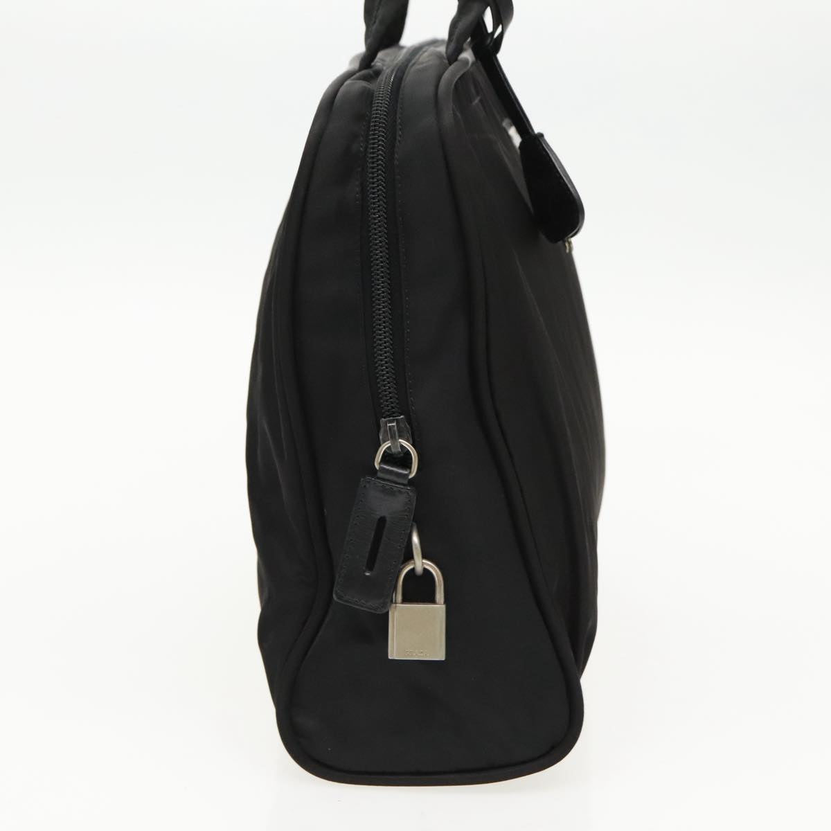 PRADA Hand Bag Nylon Black Silver Auth 95336