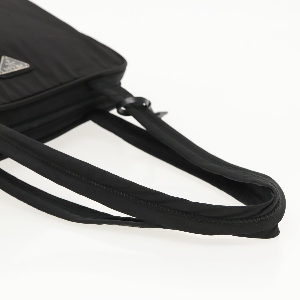 PRADA Hand Bag Nylon Black Silver Auth 95336