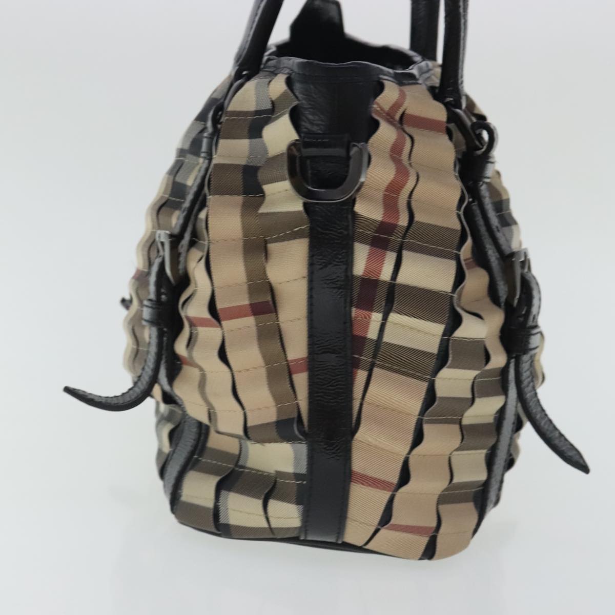 BURBERRY Nova Check Hand Bag PVC 2way Beige Auth 95337