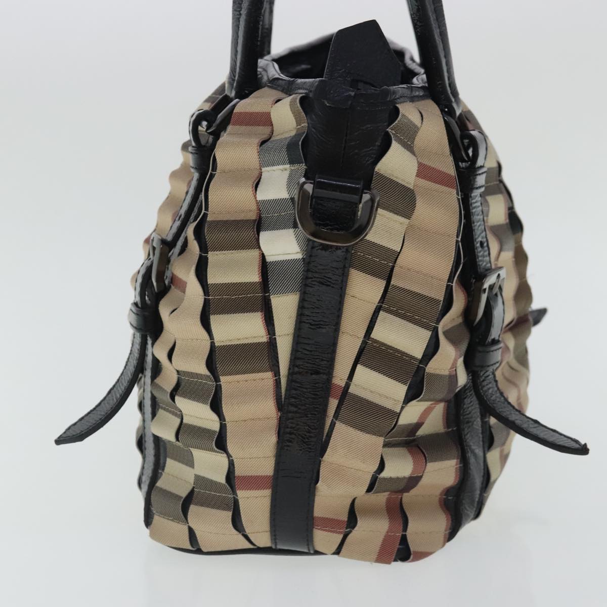 BURBERRY Nova Check Hand Bag PVC 2way Beige Auth 95337