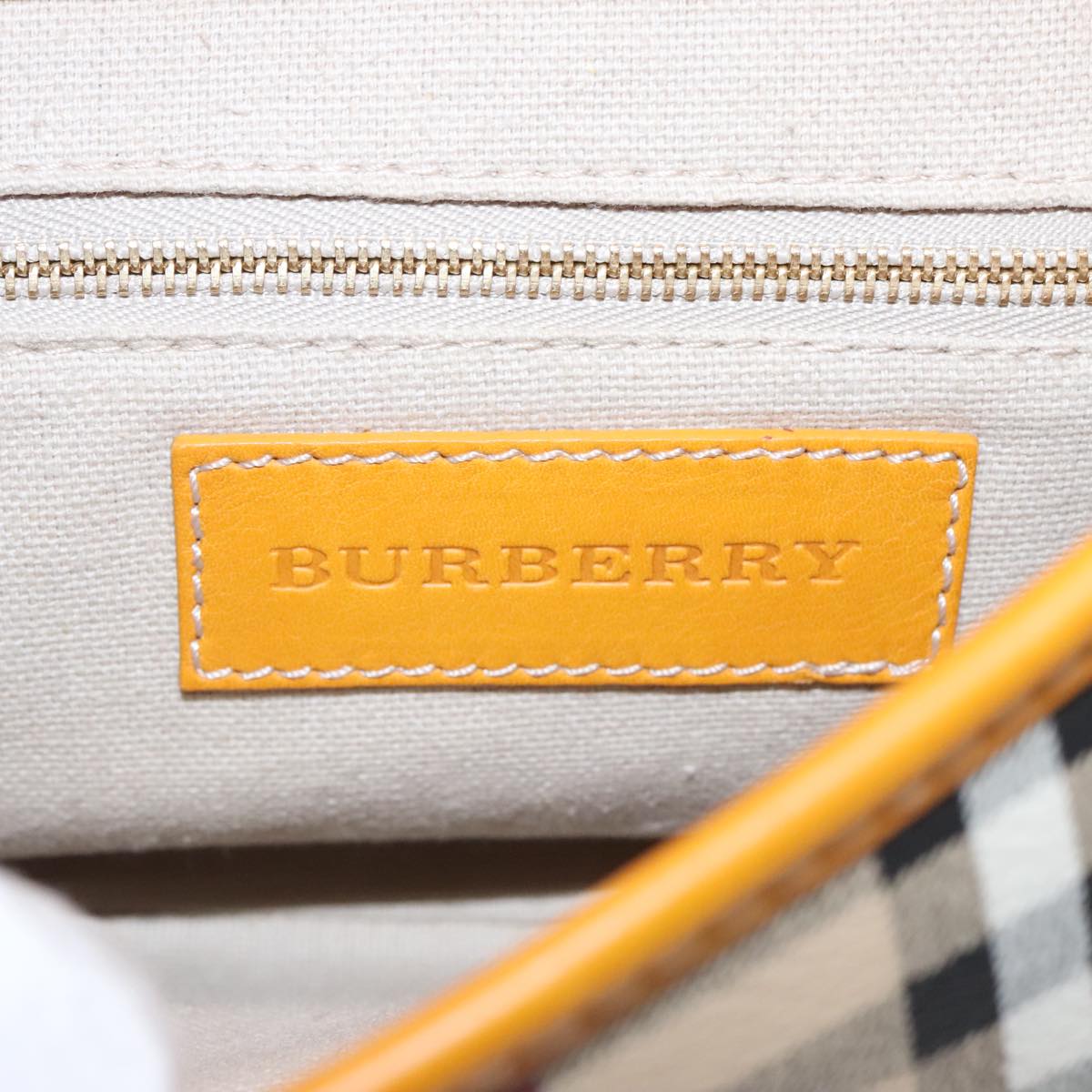 BURBERRY Nova Check Shoulder Bag PVC Leather Beige Gold Yellow Brown Auth 95338