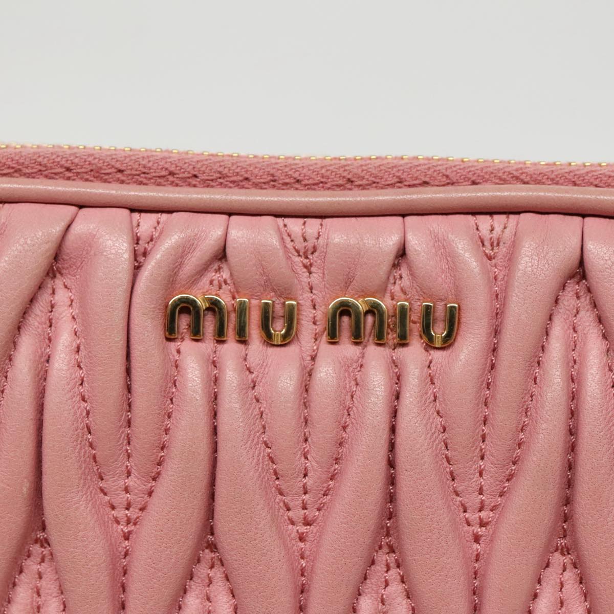 Miu Miu Matelasse Shoulder Bag Leather Pink Gold Auth 95340