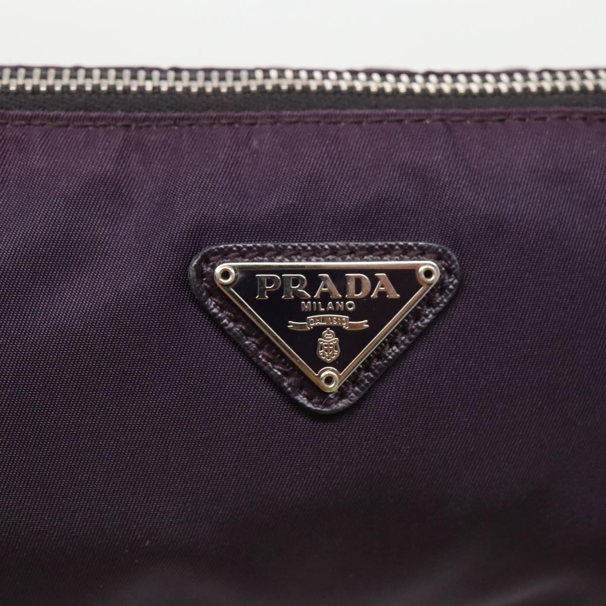 PRADA Accessory Pouch Nylon Purple Silver Auth 95343