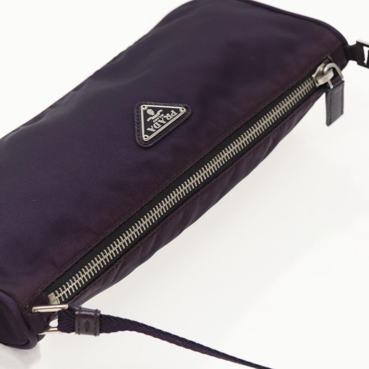 PRADA Accessory Pouch Nylon Purple Silver Auth 95343