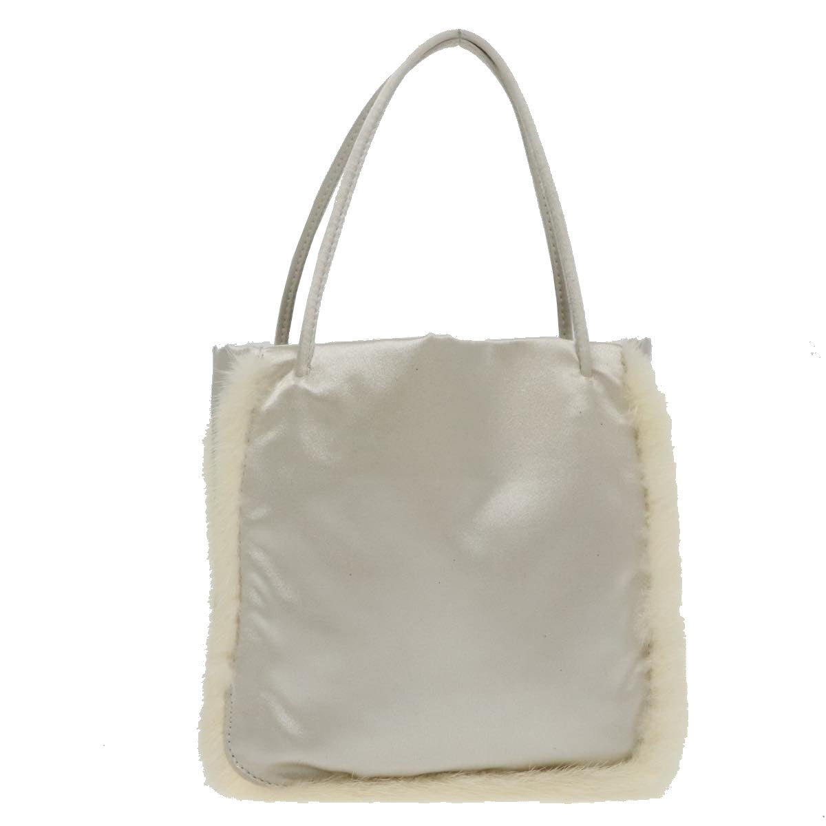 PRADA Hand Bag Satin White Auth 95345