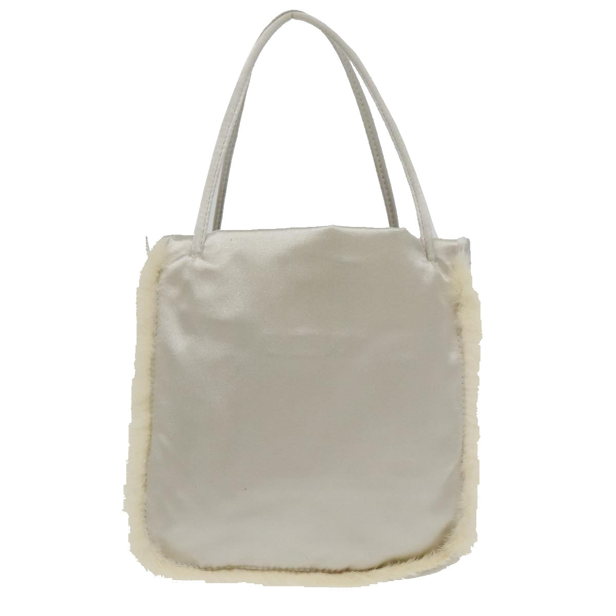 PRADA Hand Bag Satin White Auth 95345 - 0