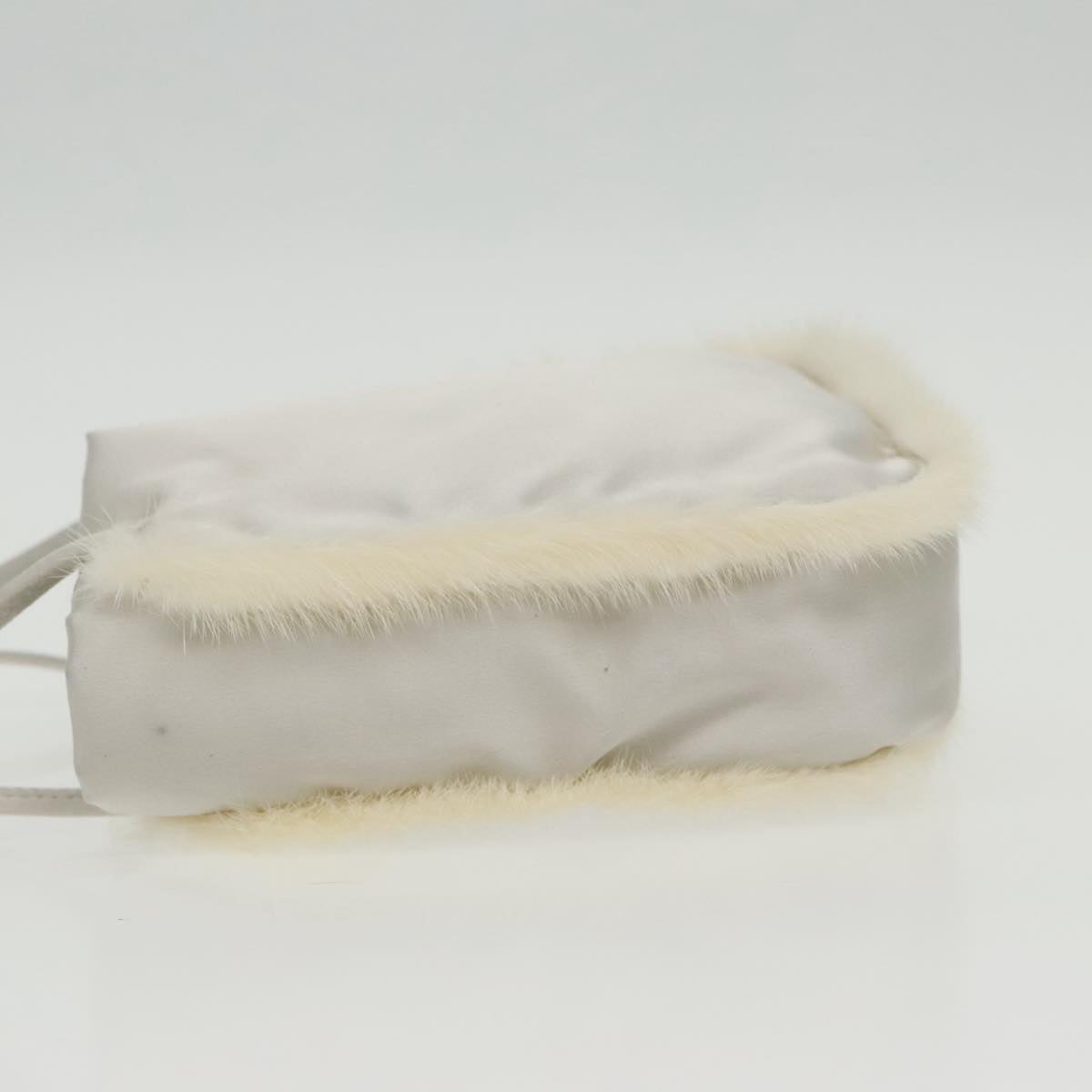 PRADA Hand Bag Satin White Auth 95345