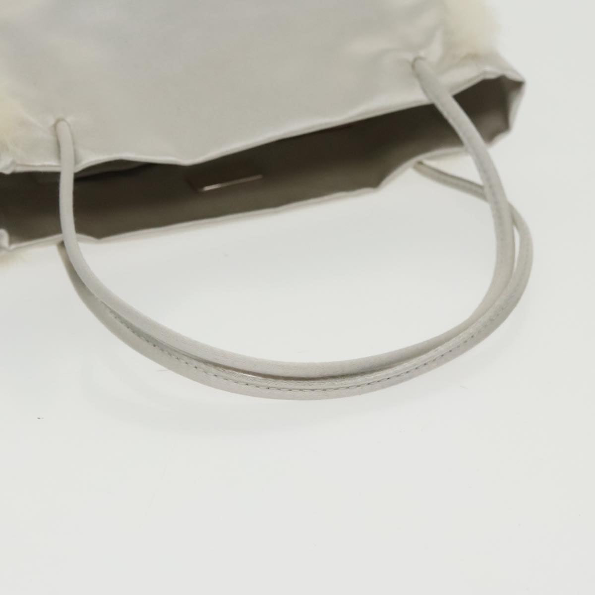 PRADA Hand Bag Satin White Auth 95345