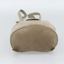 Salvatore Ferragamo Gancini Hand Bag Suede Leather Beige Gold Auth 95348-15